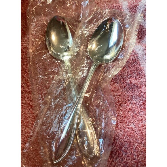 Two ONEIDA VTG 1992 SILVER ARBOR SILVER PLATED Serving SPOONS Sealed NIP USA - Picture 3 of 10